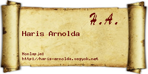 Haris Arnolda névjegykártya